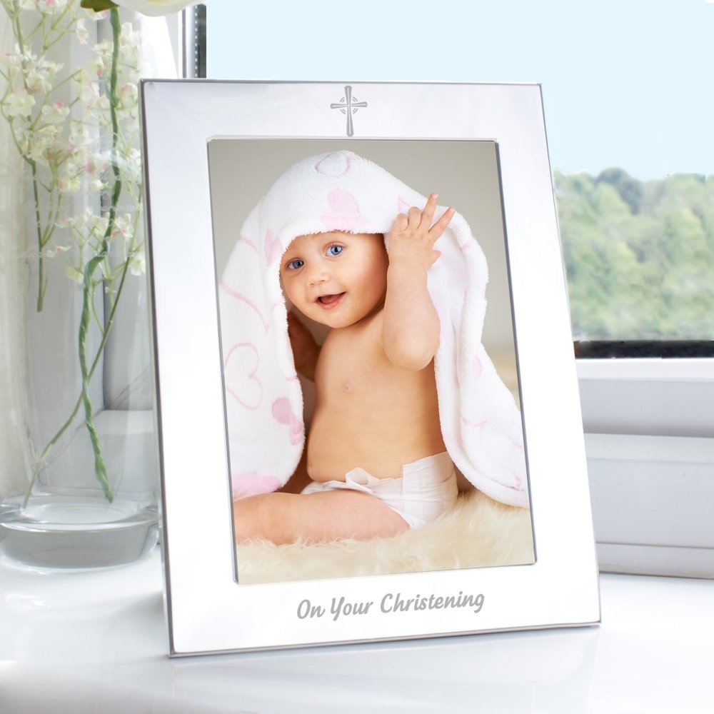 Silver 5x7 Inch Christening Photo Frame