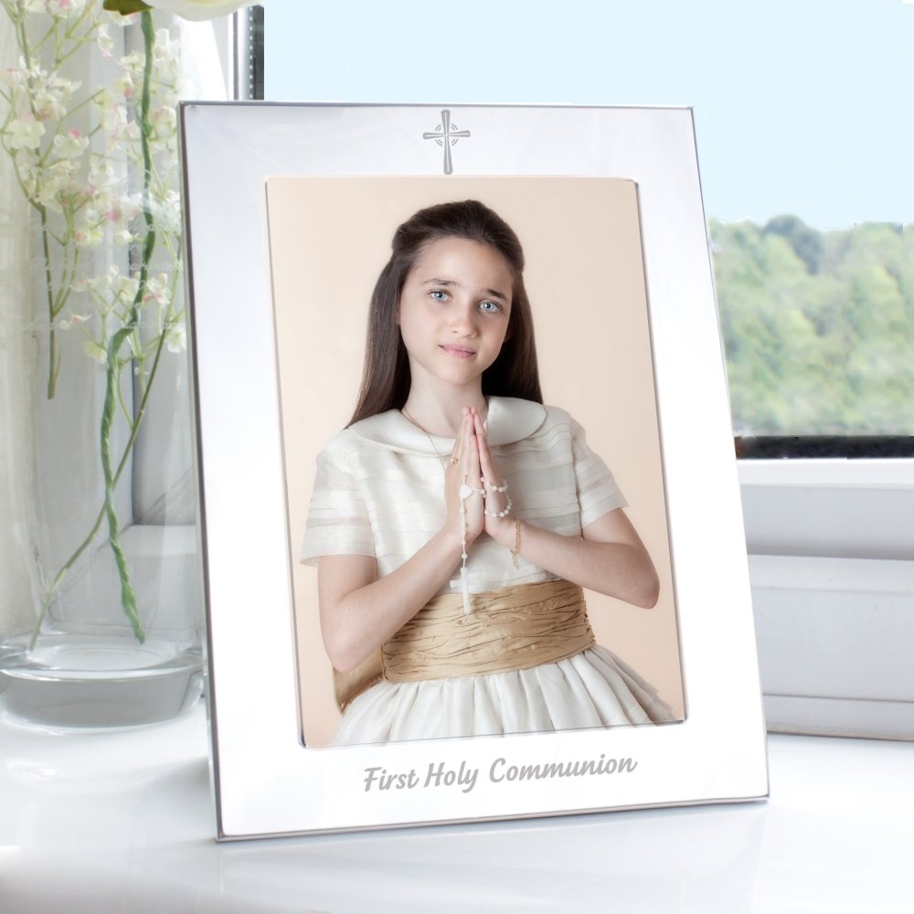 Silver 5x7 Inch Holy Communion  Photo Frame