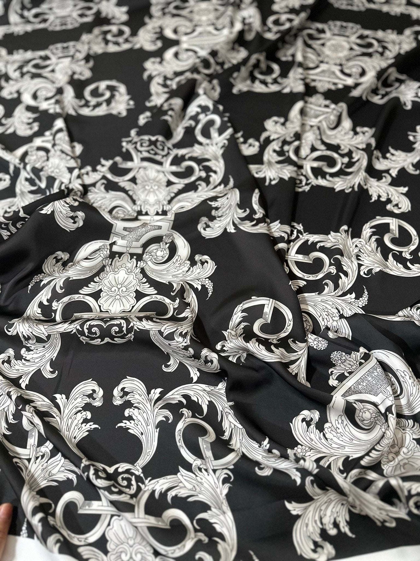Silver Baroque Fabric by the Metre