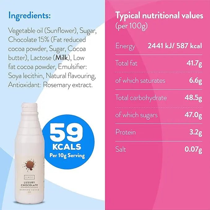 Simply Luxury Chocolate Topping Sauce with Hazelnut Flavouring