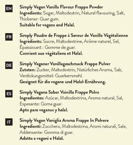 Simply Vegan Vanilla Frappe Powder