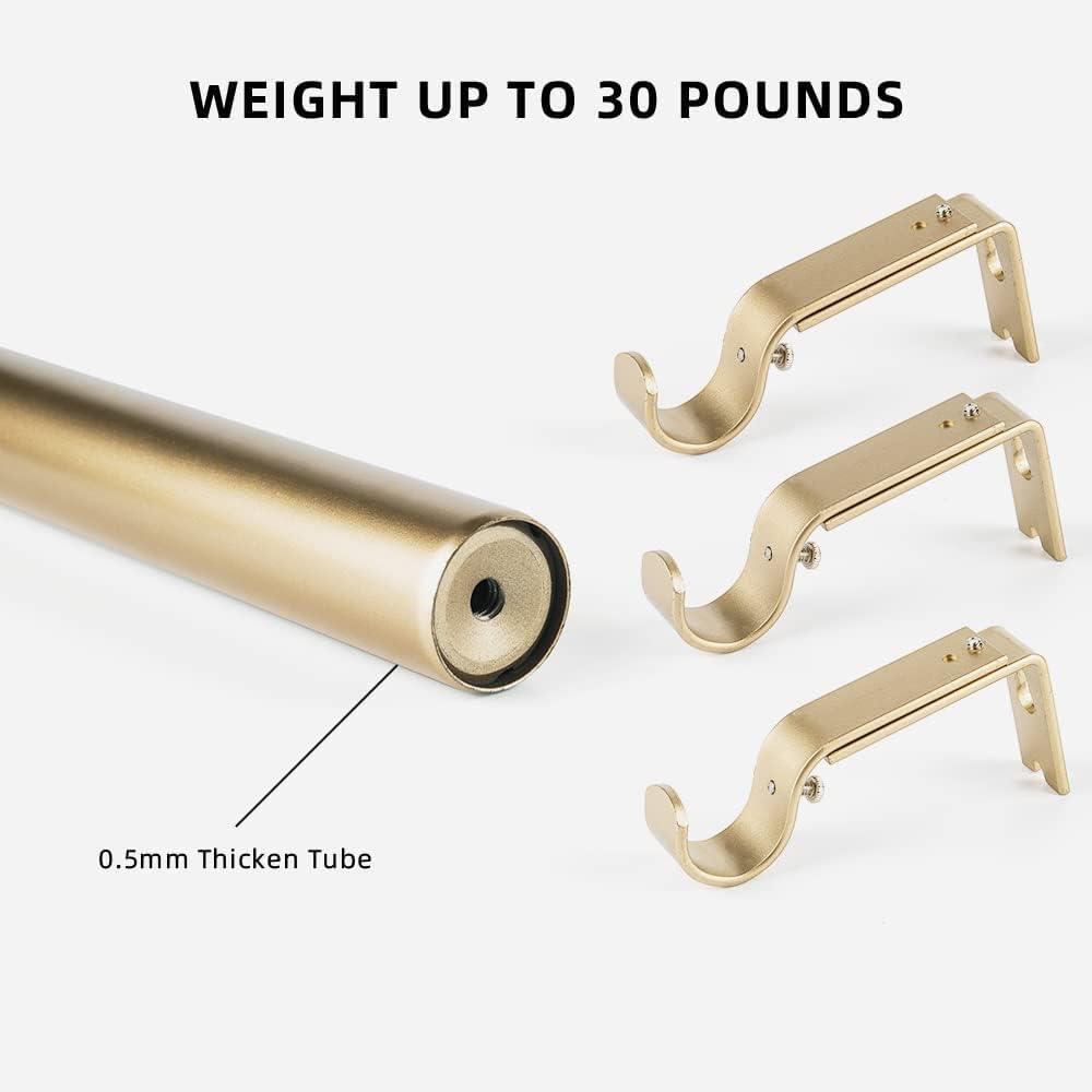 Curtain Rod Adjustable 84 To 120 Inch Gold Heavy Duty Window Pole 1in