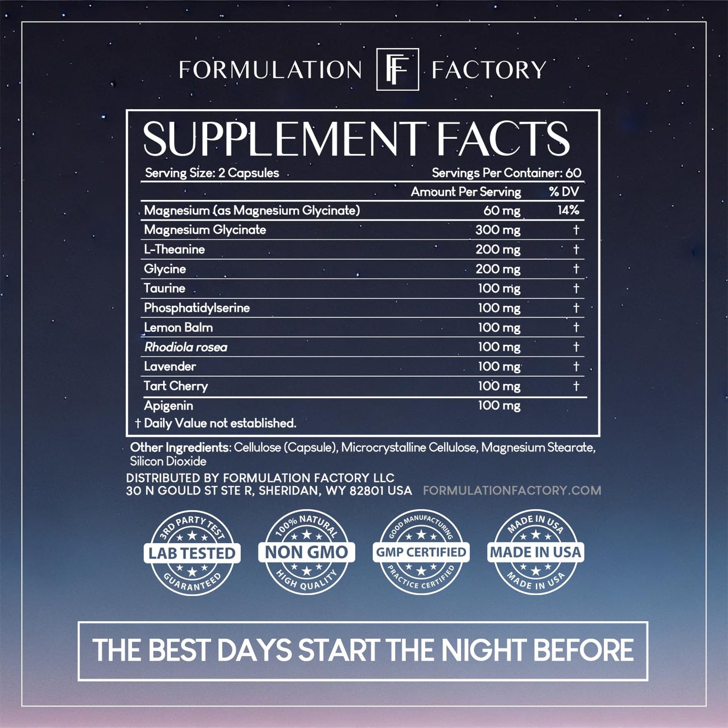 Formulation Factory The Night Before 10-in-1 Midnight Maximizer Sleep Supplement — Magnesium Glycinate, L-Theanine & More (360 Capsules, 6 Months)