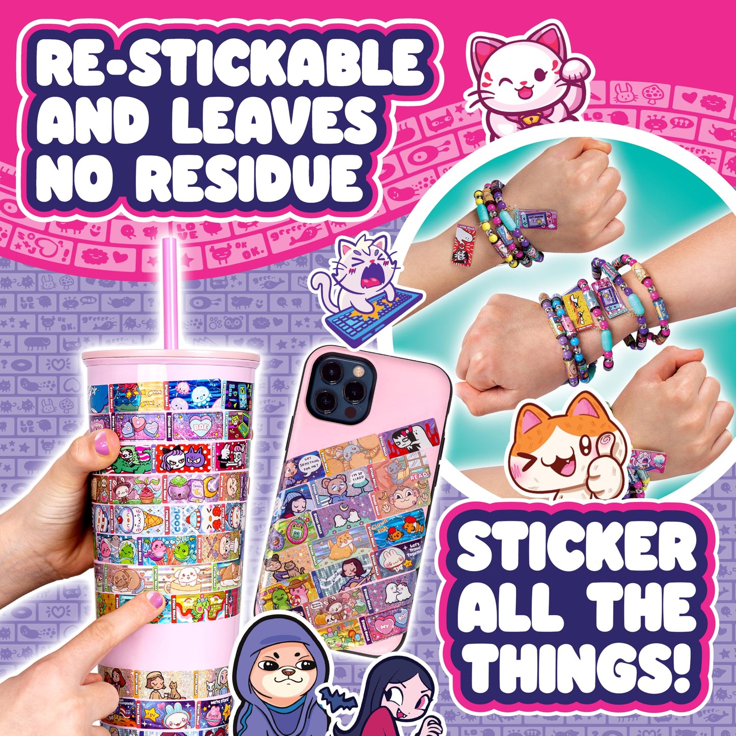 Sky Castle STICKI Rolls Sticki Bands – Original Wearable Sticker Bracelet (Series 2 Green)