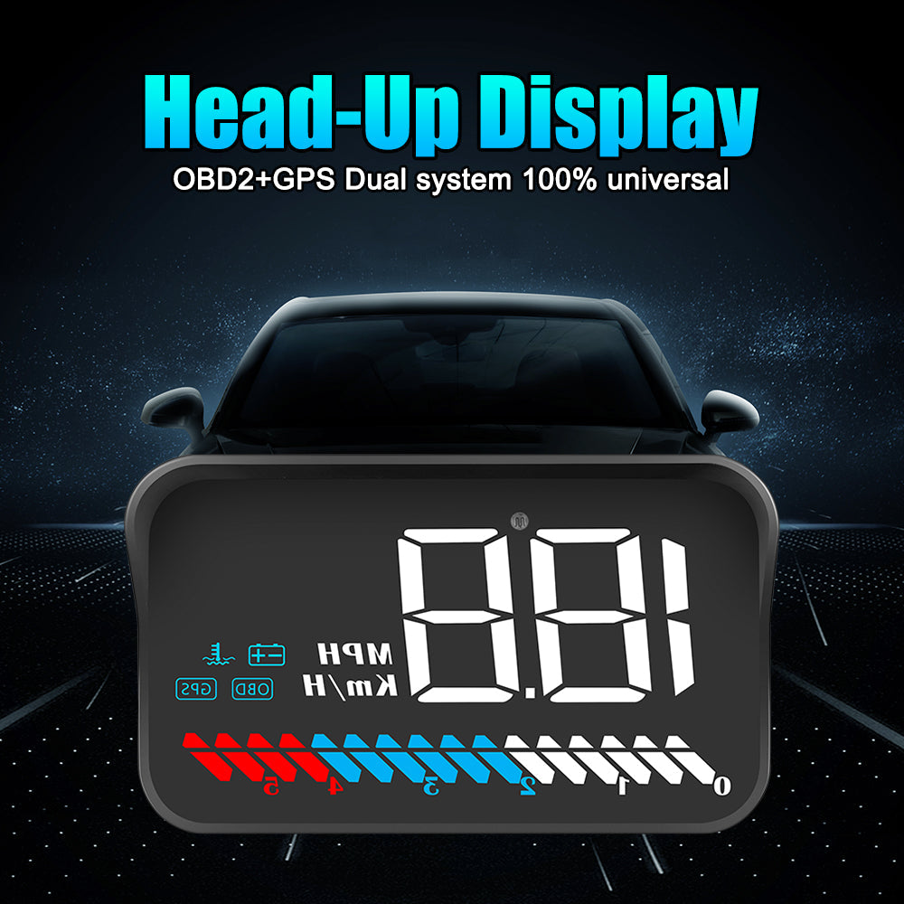 SkyView Head Up Windscreen Display Car with OBD2 & GPS, 3.5"/8.9cm, HUD Speedometer, Tachometer