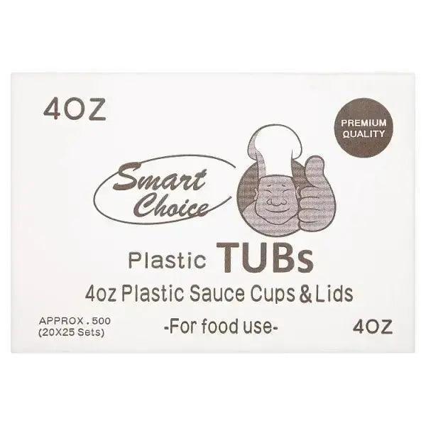 Smart Choice 4oz Plastic Tubs Sauce Cup & Lids 500 Sets