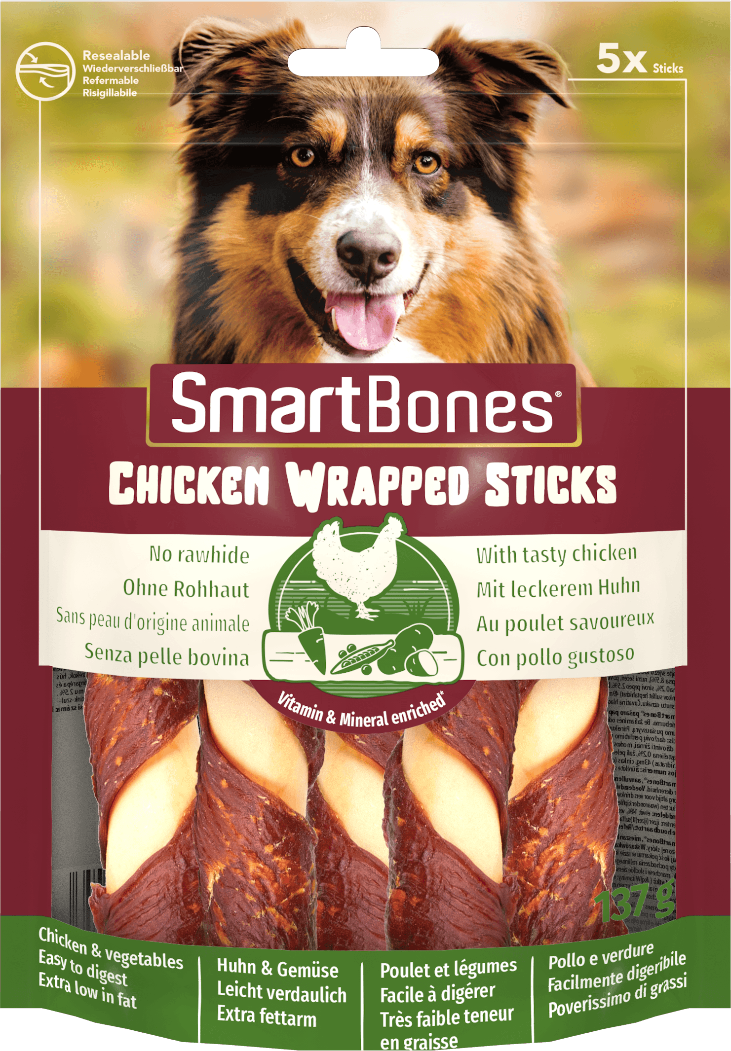 SmartBones Chick Wrap Stick Med 5pc x 10