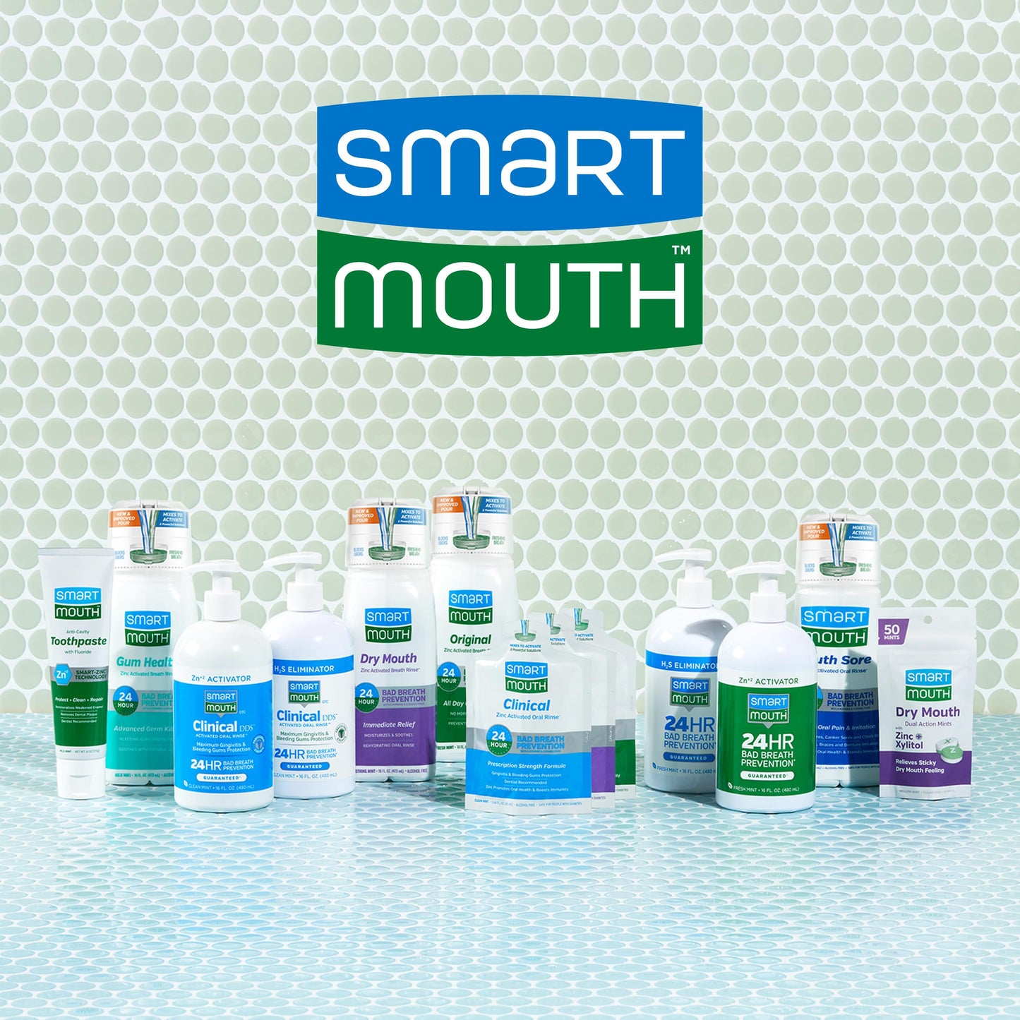 SmartMouth Dry Mouth Dual-Action Mints - Sugar-Free (50 Count, 4 Pack) - Mellow Mint
