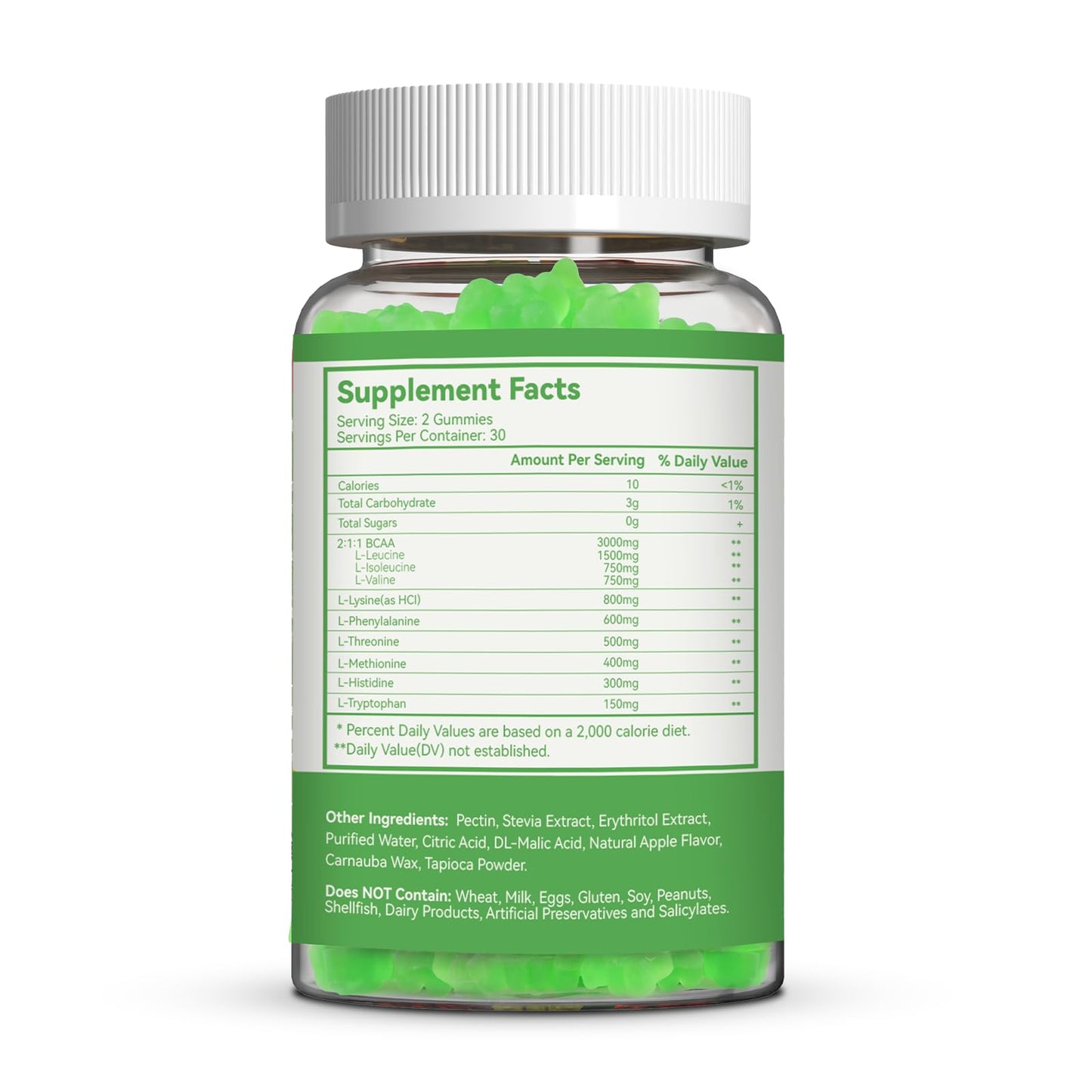 SmideHeal EAA Gummies – 5750 mg Essential Amino Acids (9 EAAs & BCAAs) – Apple Flavor, 60 Gummies