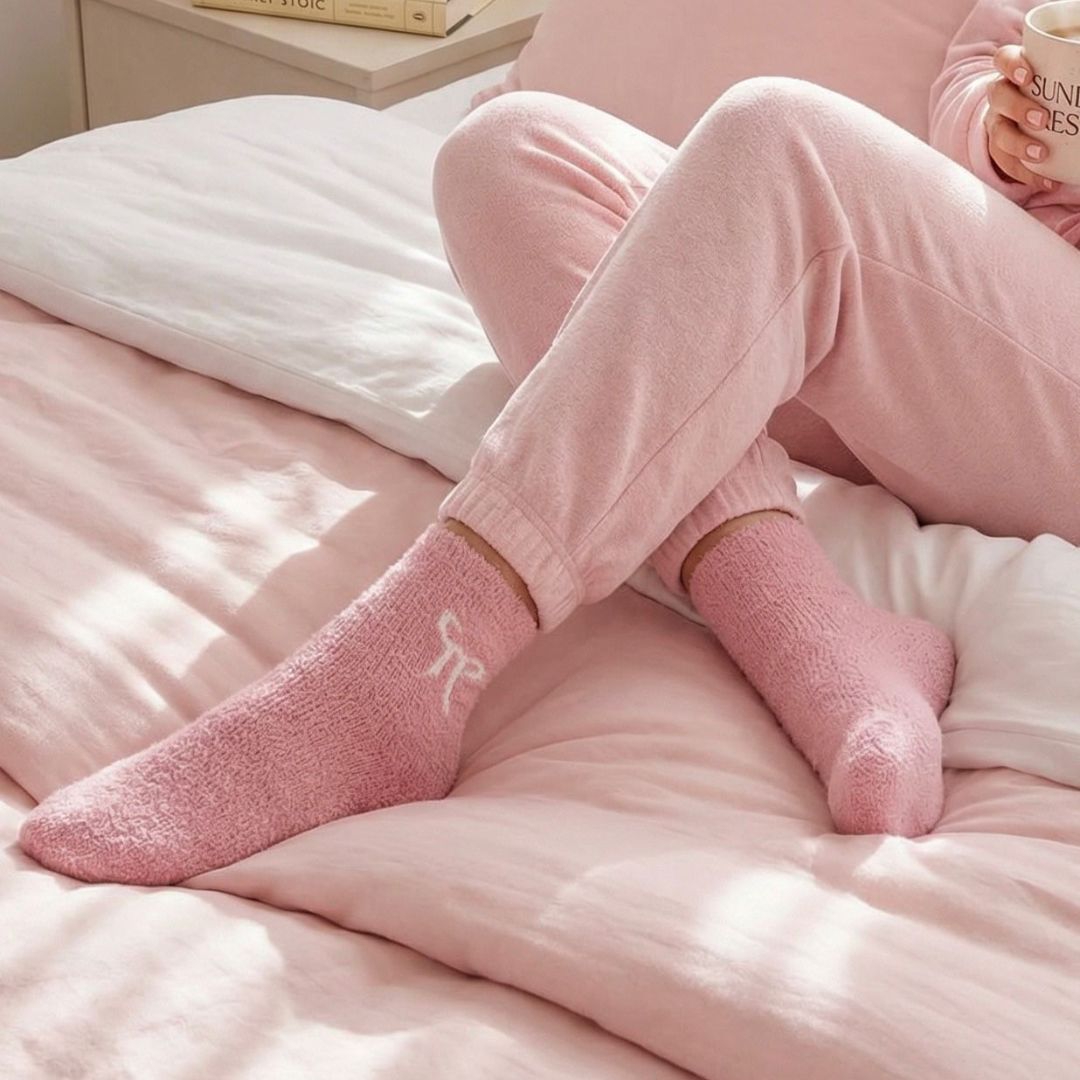 Cosy Cuddle Socks, White Bows