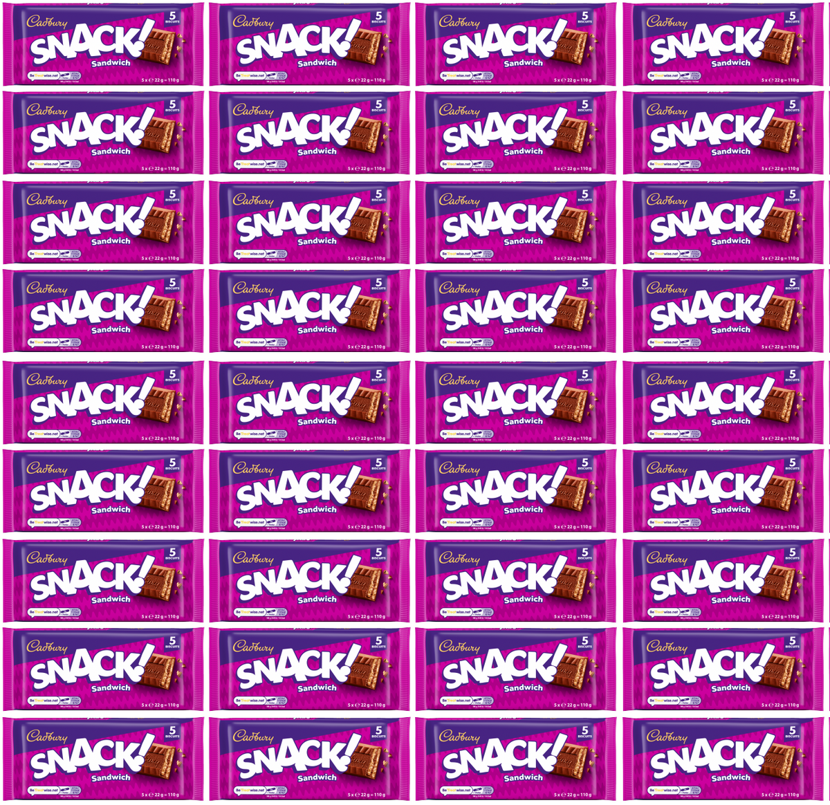36 x Cadbury Snack Sandwich (5 Packs) 22g
