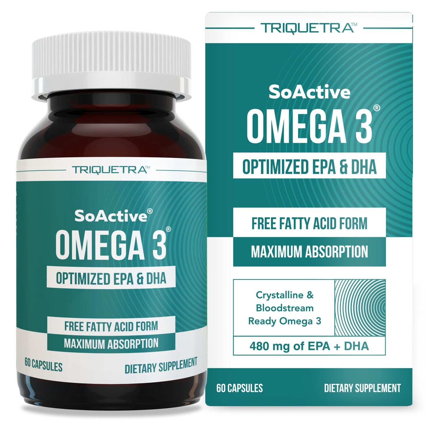 SoActive Omega 3 EPA & DHA - Free Fatty Acid, 95% Absorption (60 caps)
