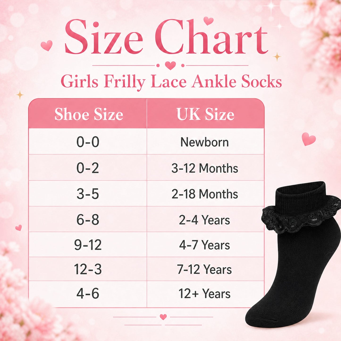 Sock Stack Girls Cotton Rich Frilly Ankle Socks 6 Pairs Durable Breathable Sculpted Heels