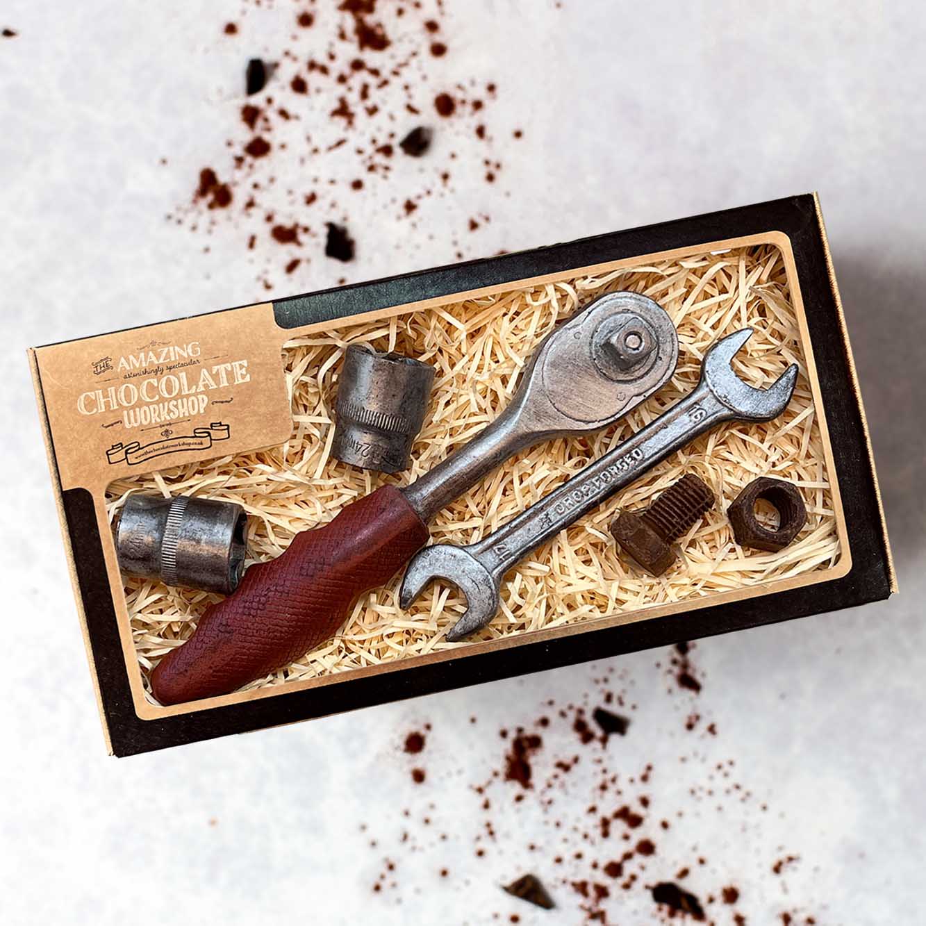 Handyman Chocolate Gift Set – Socket Spanner, 2x Chunky Sockets, Spanner and Nut & Bolt Set Box