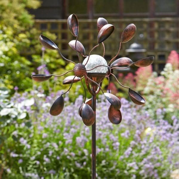 Solar Wind Spinner with Colour Changing Crackle Globe 130cm