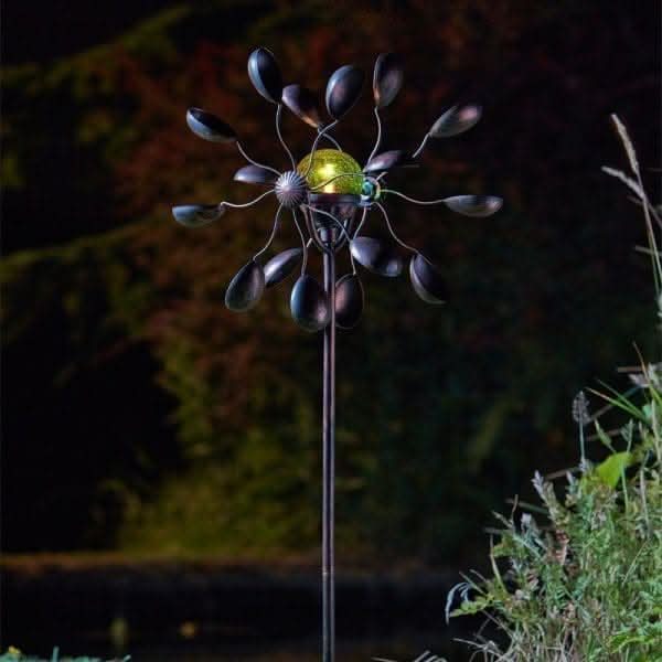 Solar Wind Spinner with Colour Changing Crackle Globe 130cm