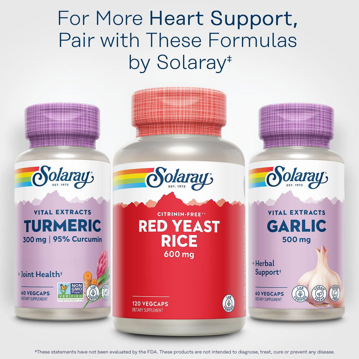 SOLARAY Red Yeast Rice 600mg – Non-Irradiated, Citrinin Free, 120 VegCaps