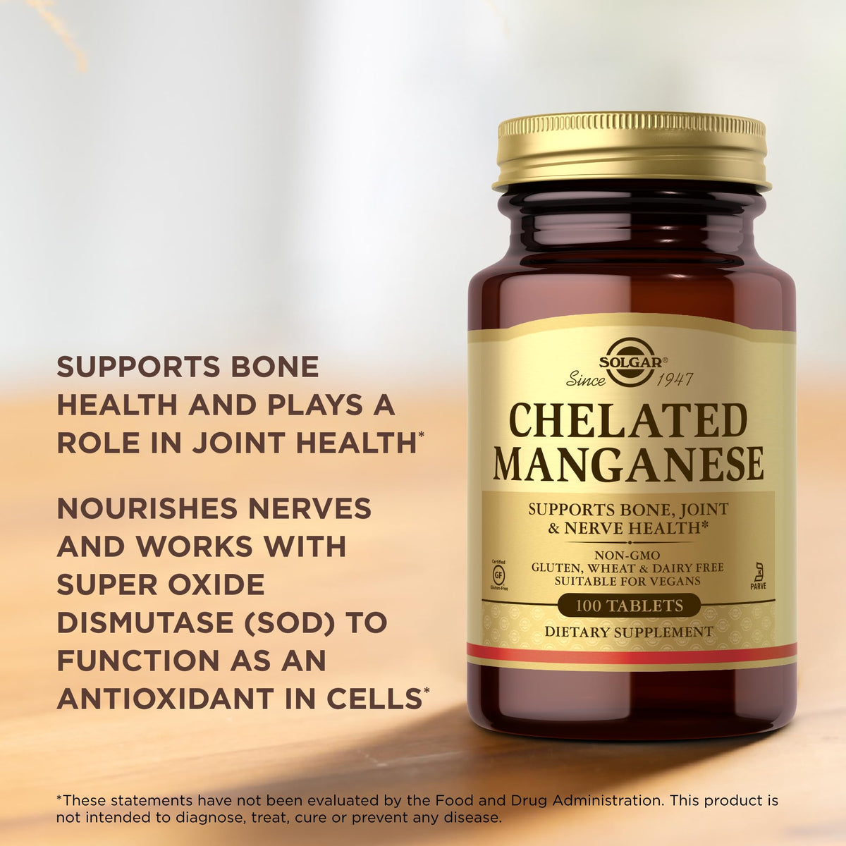Solgar Chelated Manganese - 200 Servings | Bone, Joint & Nerve Health | Vegan, Non-GMO