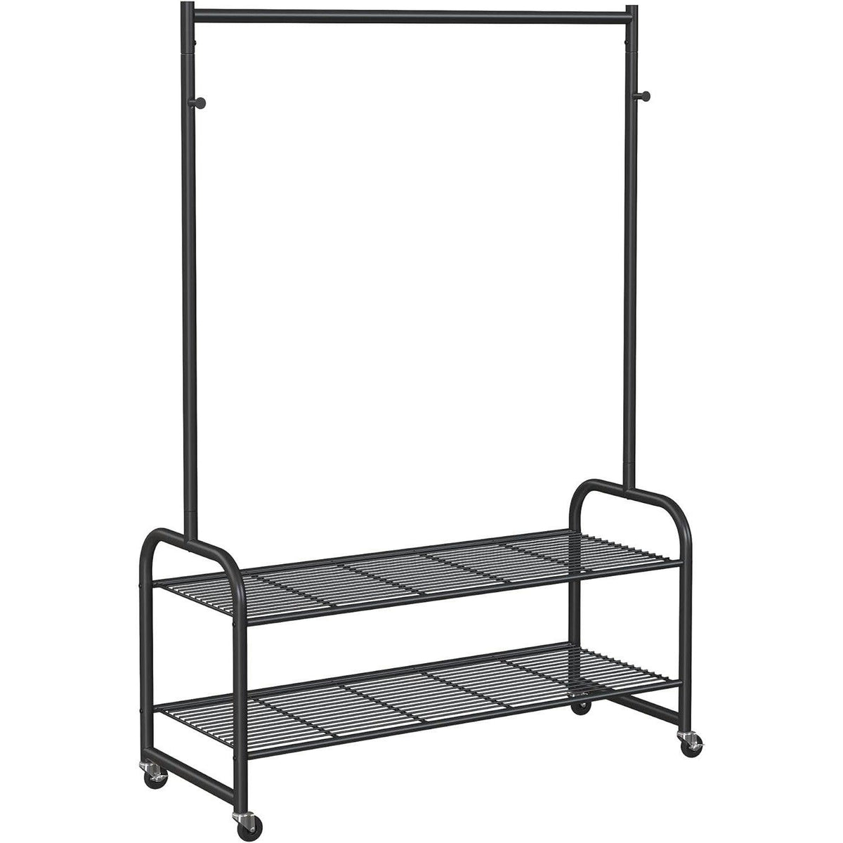 SONGMICS Clothes Rail, Coat Stand Rack Black with 2 Hooks