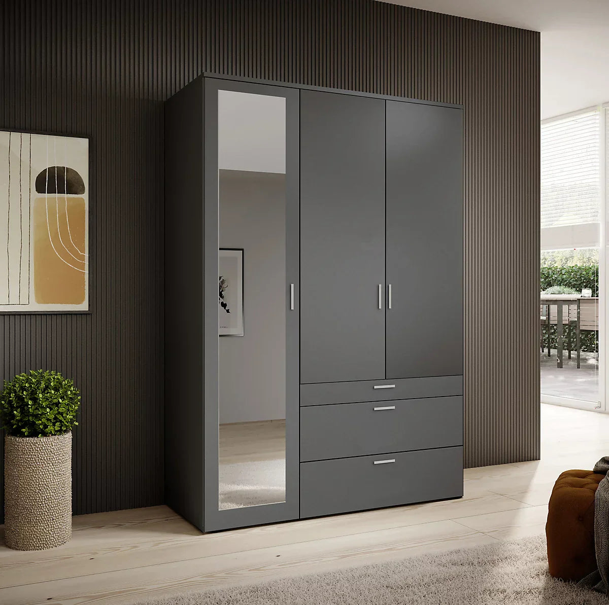 Vesala 3 Hinged Door Wardrobe with Mirror
