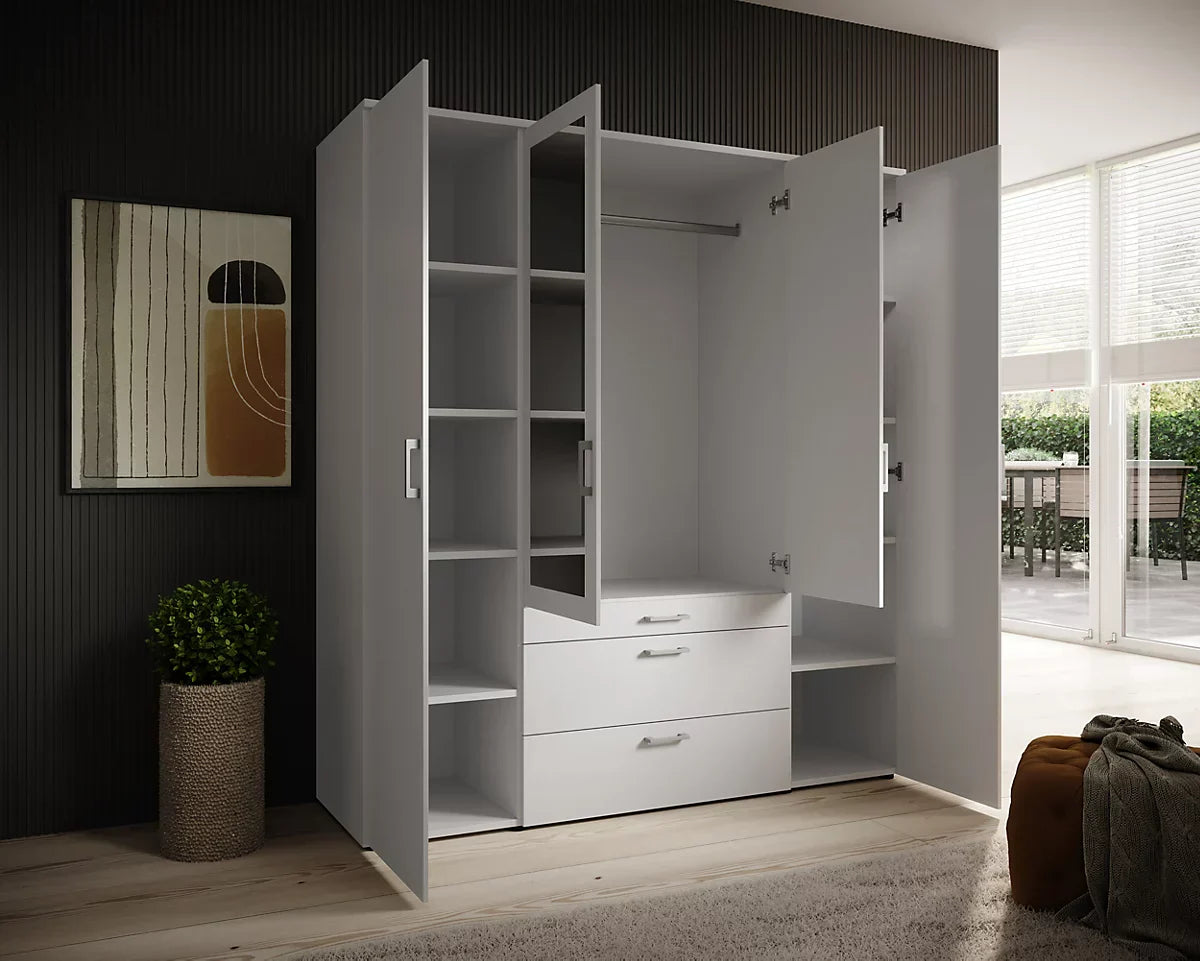 Vesala 4 Hinged Door Wardrobe with Mirror