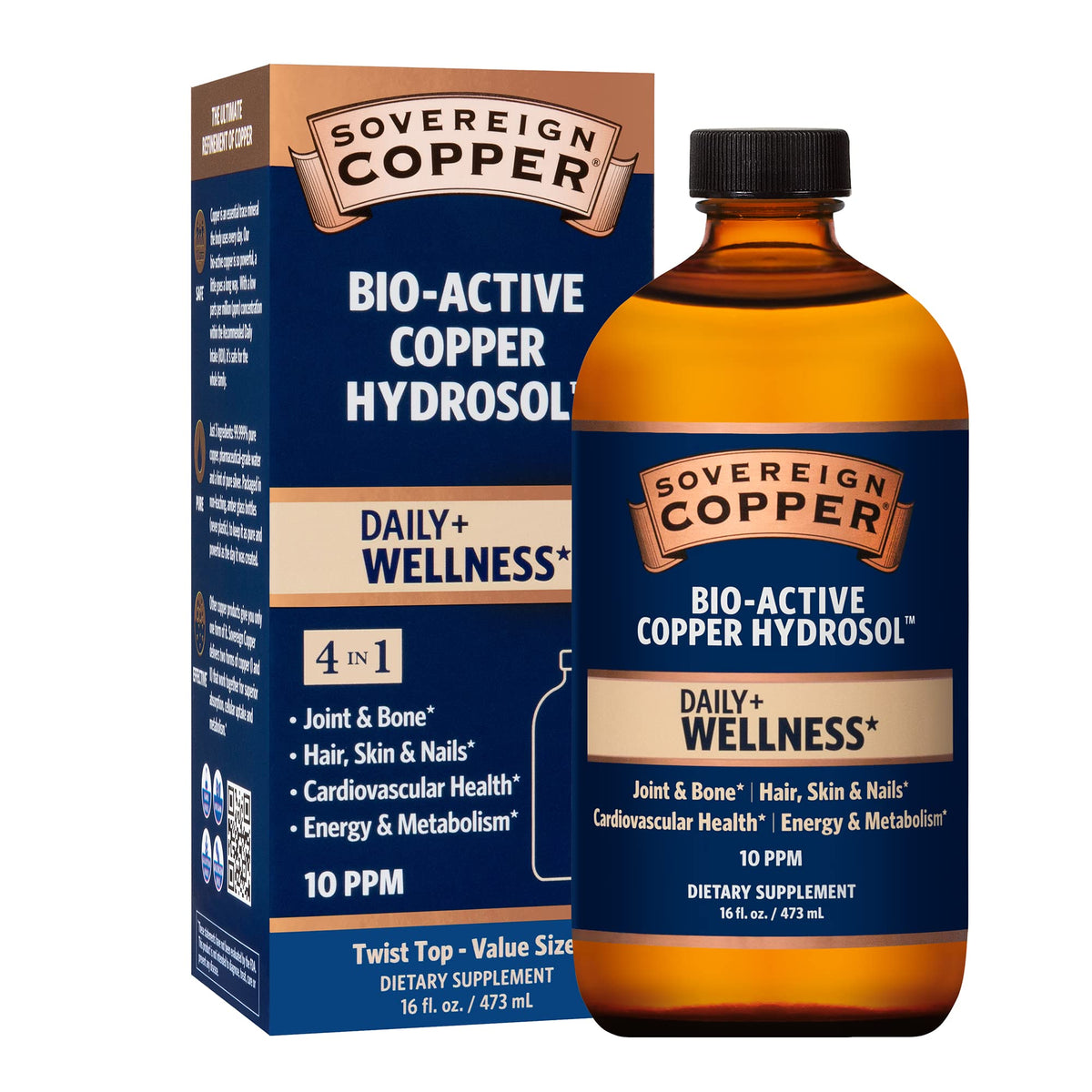 Sovereign Bio-Active Copper Hydrosol – Bioavailable Copper Liquid with Silver Hydrosol | 16 fl oz