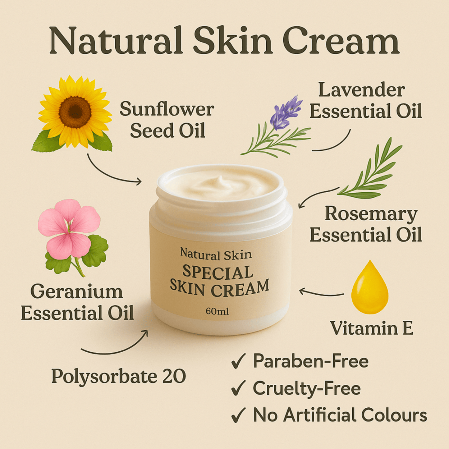 Special Skin Cream Anti Ageing Face Body Neck Moisturiser Lavender Vitamin E