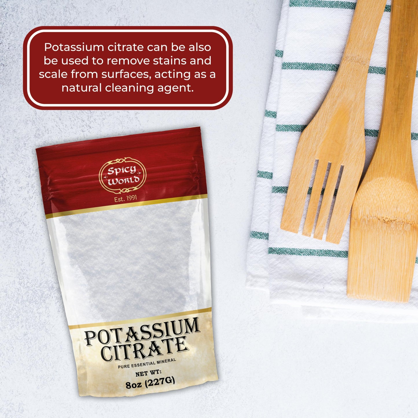 Spicy World Potassium Citrate Powder 8 oz - Pure, Vegan, Food Grade