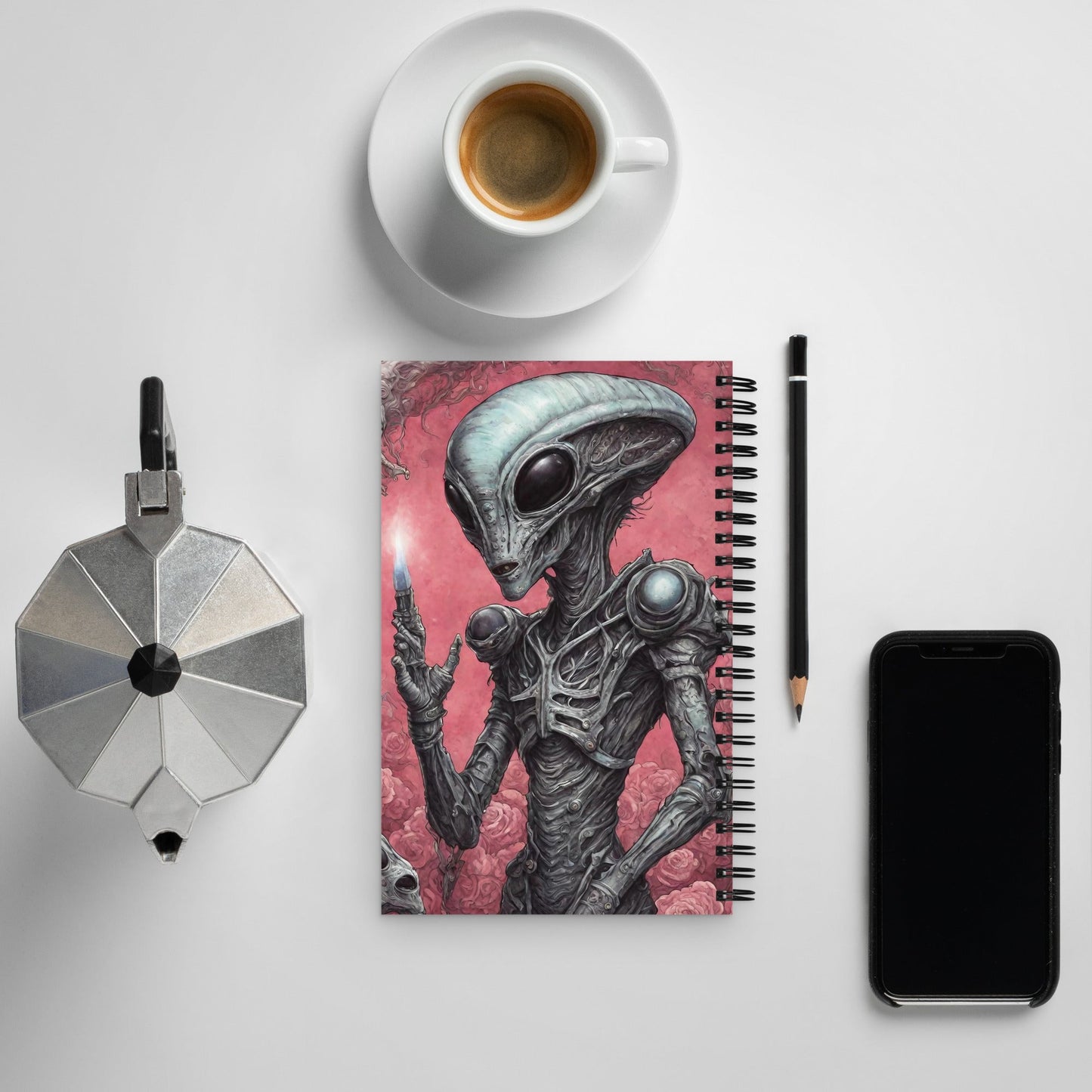 Alien Landscape Spiral Notebook — AI Designed Cover