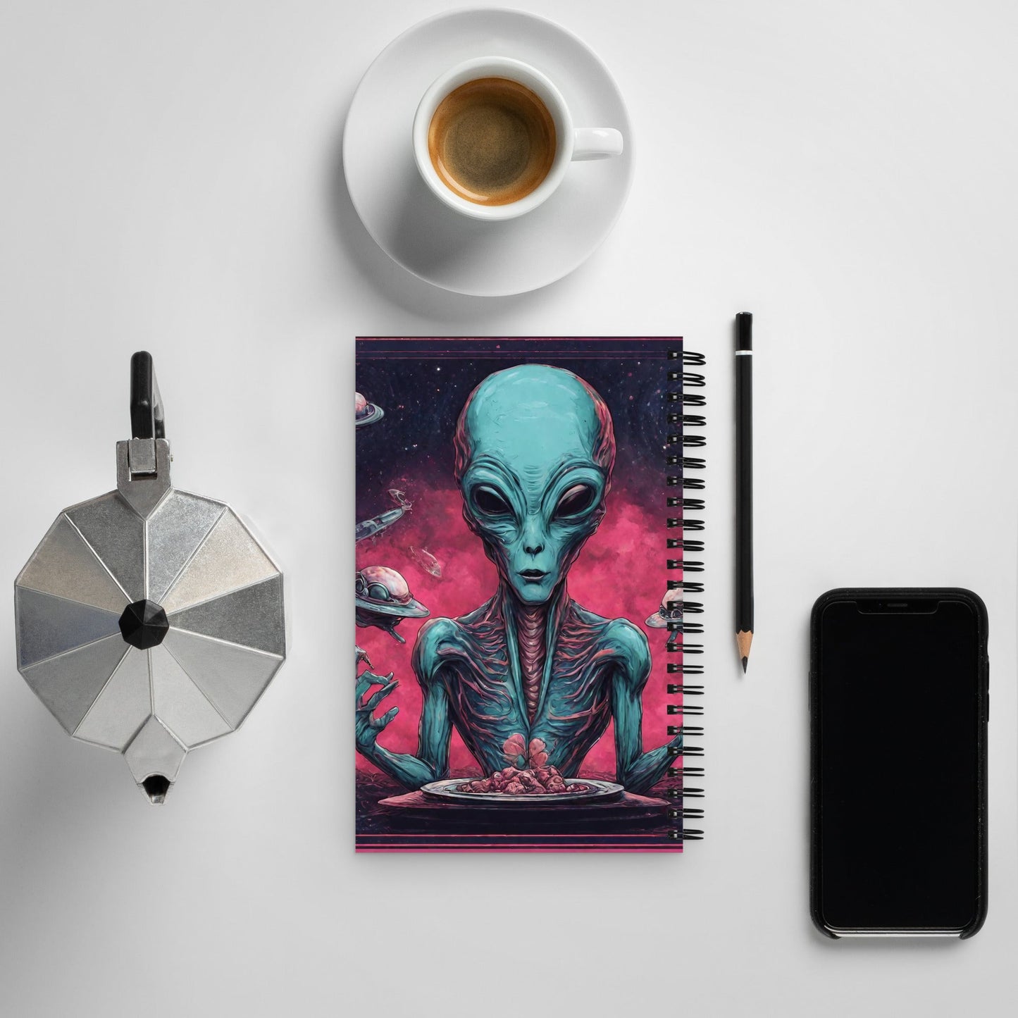 Alien Landscape Spiral Notebook — AI Designed Cover