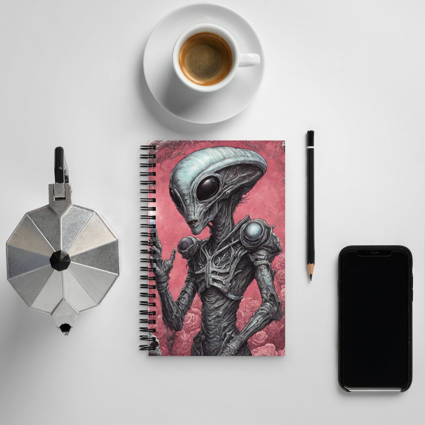 Alien Landscape Spiral Notebook — AI Designed Cover
