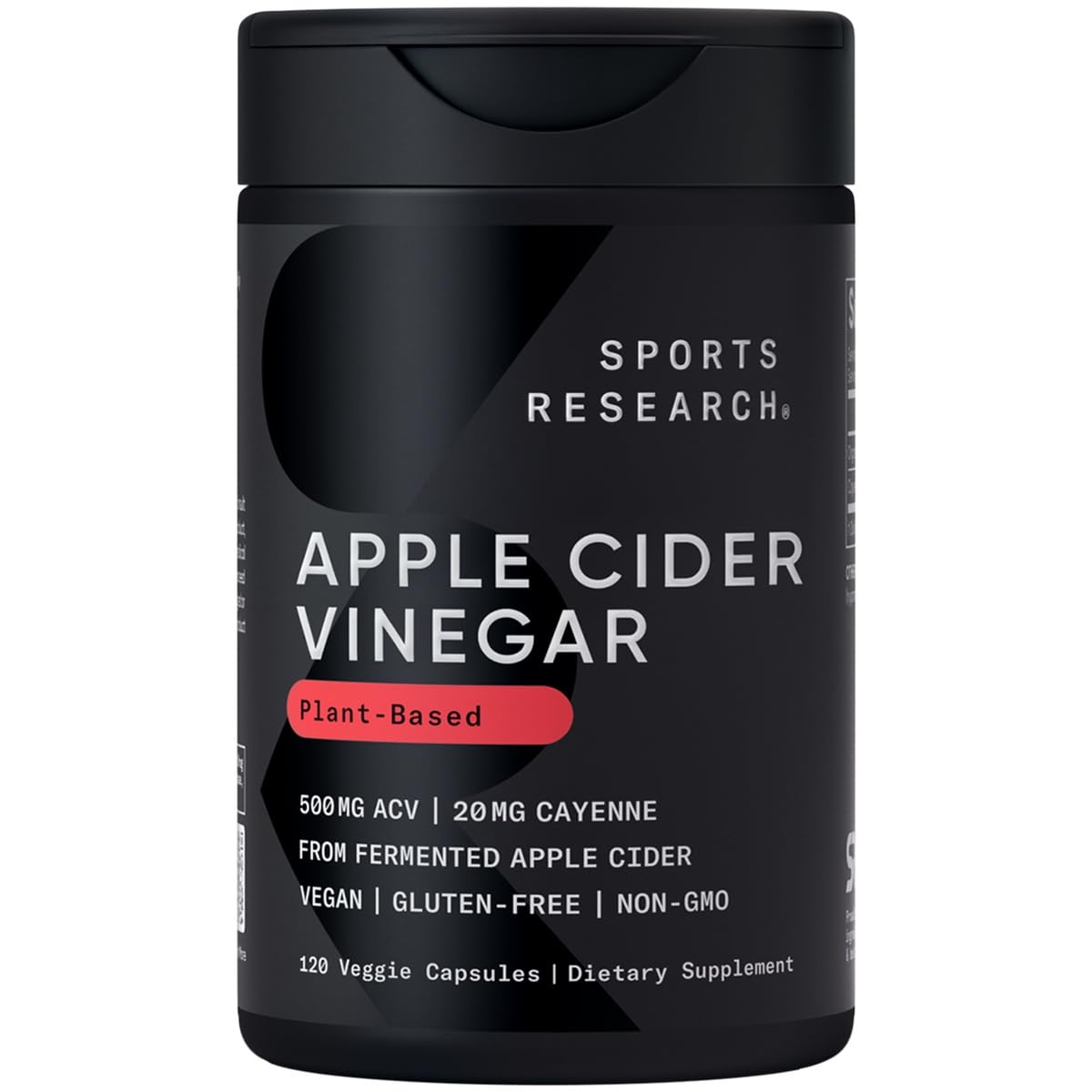 Sports Research Apple Cider Vinegar with Cayenne Pepper - Organic Fermented Apple Cider, Non-GMO Project Verified & Vegan (120 Veggie Capsules)