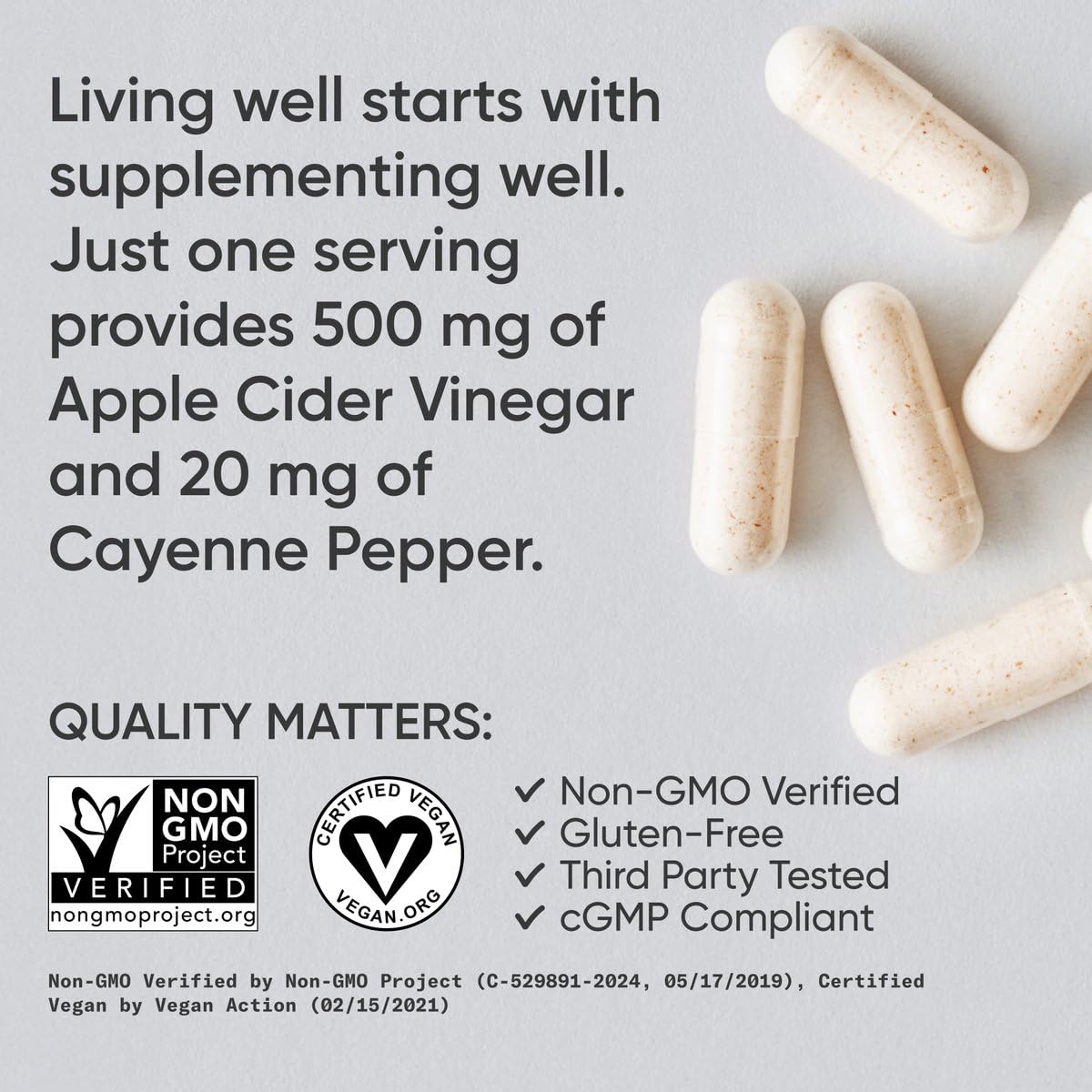 Sports Research Apple Cider Vinegar with Cayenne Pepper - Organic Fermented Apple Cider, Non-GMO Project Verified & Vegan (120 Veggie Capsules)