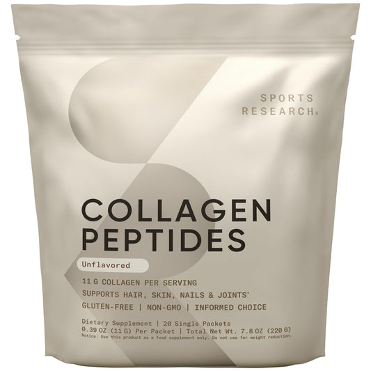 Sports Research Collagen Peptides - Hydrolyzed Type I & III Collagen Powder for Skin, Joints, Hair & Nails