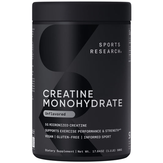 Sports Research Creatine Monohydrate - 5 g Micronized, 17.46 oz | Build Strength & Recovery