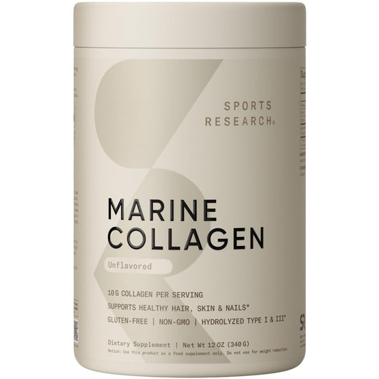 Sports Research Marine Collagen Peptides Powder – Wild-Caught Fish, Pescatarian Friendly, Keto Certified & Non-GMO Verified, 34 Servings