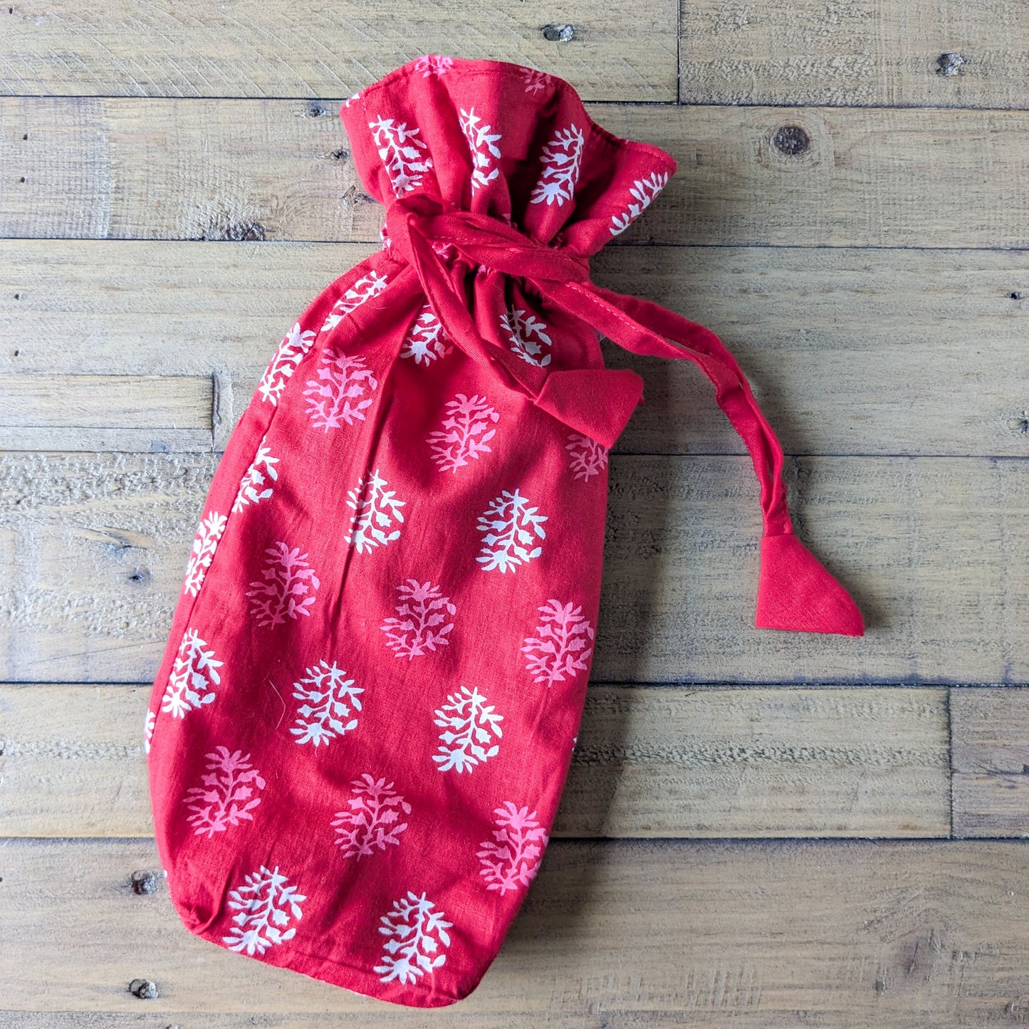 Eco Friendly Bottle Bags, Reusable Kalamkari Cotton Bottle Gift Bags, Ethically Handmade in India