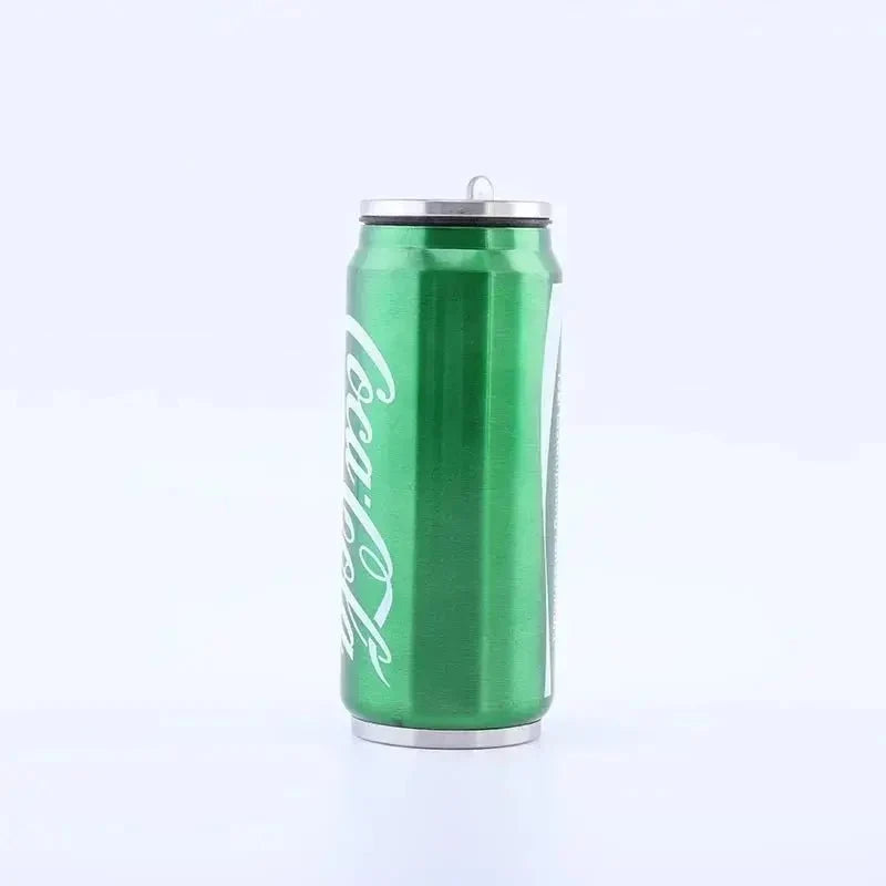 Stainless Steel Cola Shaped Thermos Cup – Double-Layer Vacuum Insulated Travel Mug with Straw for Hot & Cold Drinks