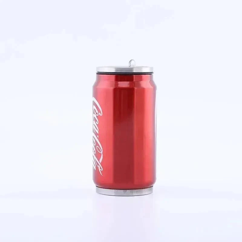 Stainless Steel Cola Shaped Thermos Cup – Double-Layer Vacuum Insulated Travel Mug with Straw for Hot & Cold Drinks