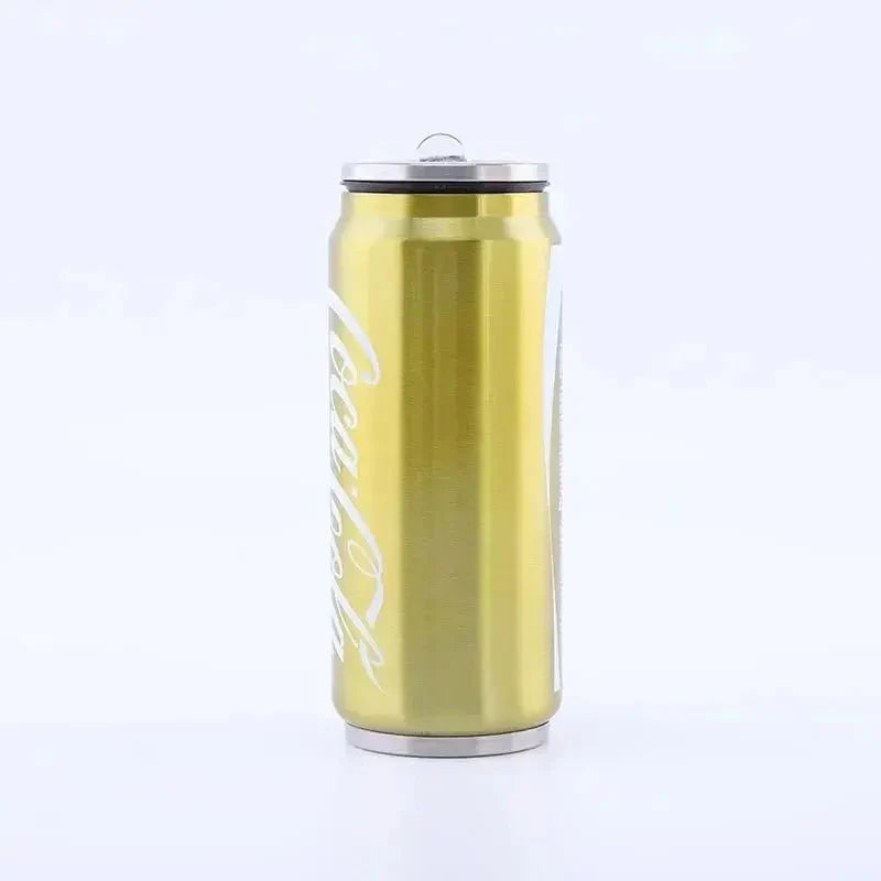 Stainless Steel Cola Shaped Thermos Cup – Double-Layer Vacuum Insulated Travel Mug with Straw for Hot & Cold Drinks