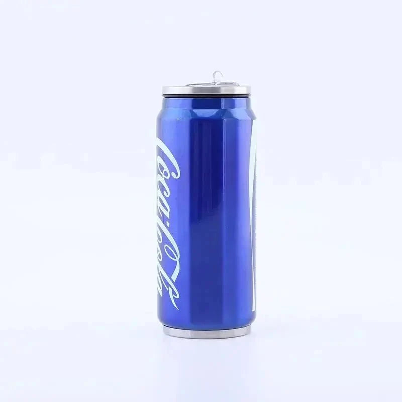 Stainless Steel Cola Shaped Thermos Cup – Double-Layer Vacuum Insulated Travel Mug with Straw for Hot & Cold Drinks