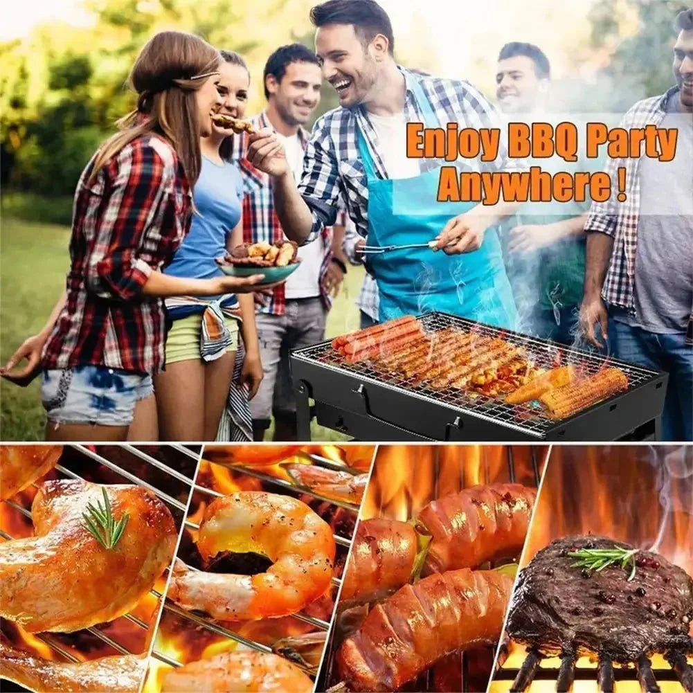 Stainless Steel Folding Charcoal BBQ Grill – Mini Tabletop Barbecue Tool for Outdoor Cooking, Camping & Picnics
