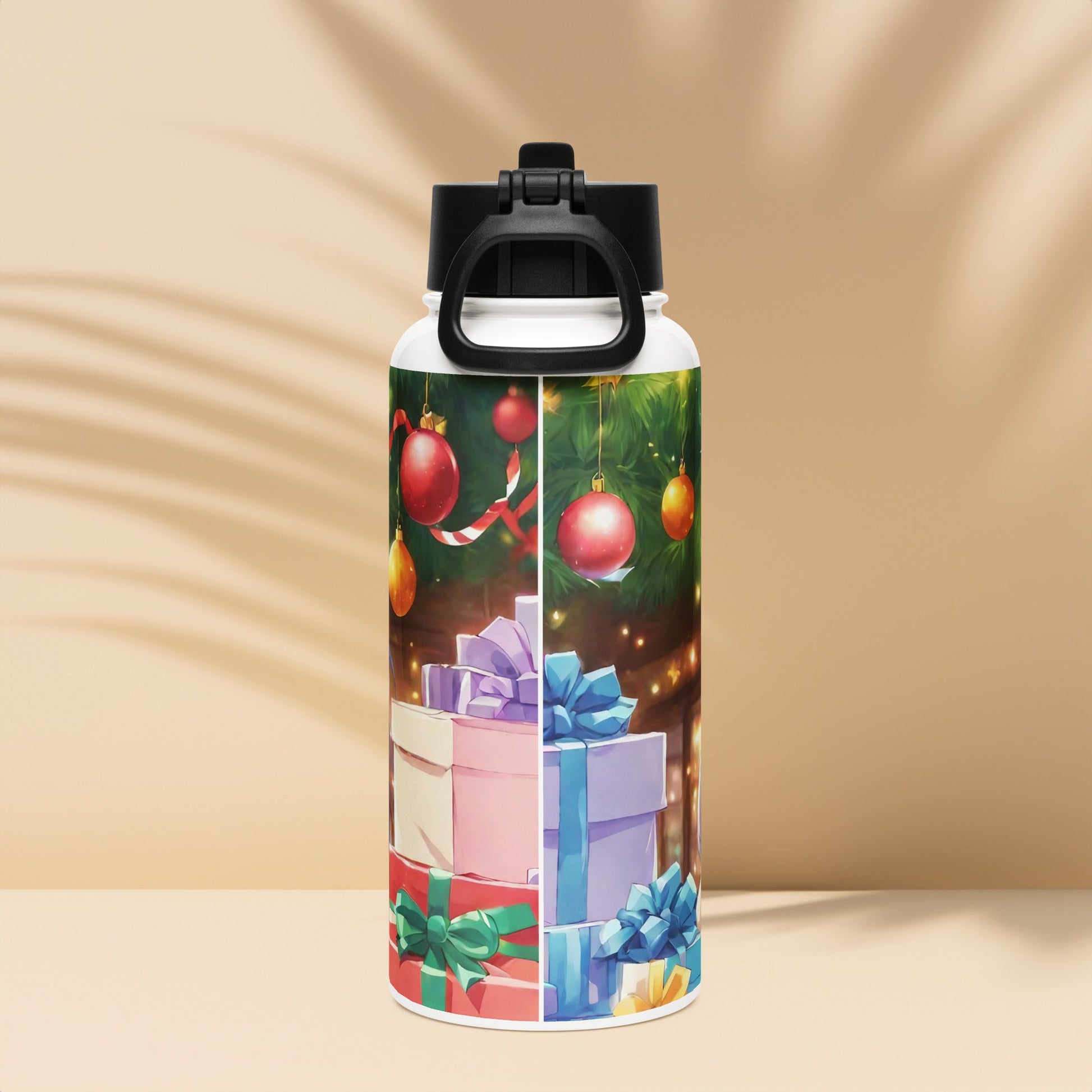 Stainless steel water bottle with a straw lid