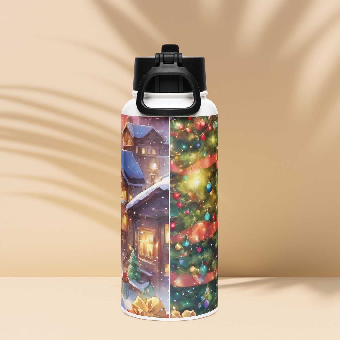 Stainless steel water bottle with a straw lid