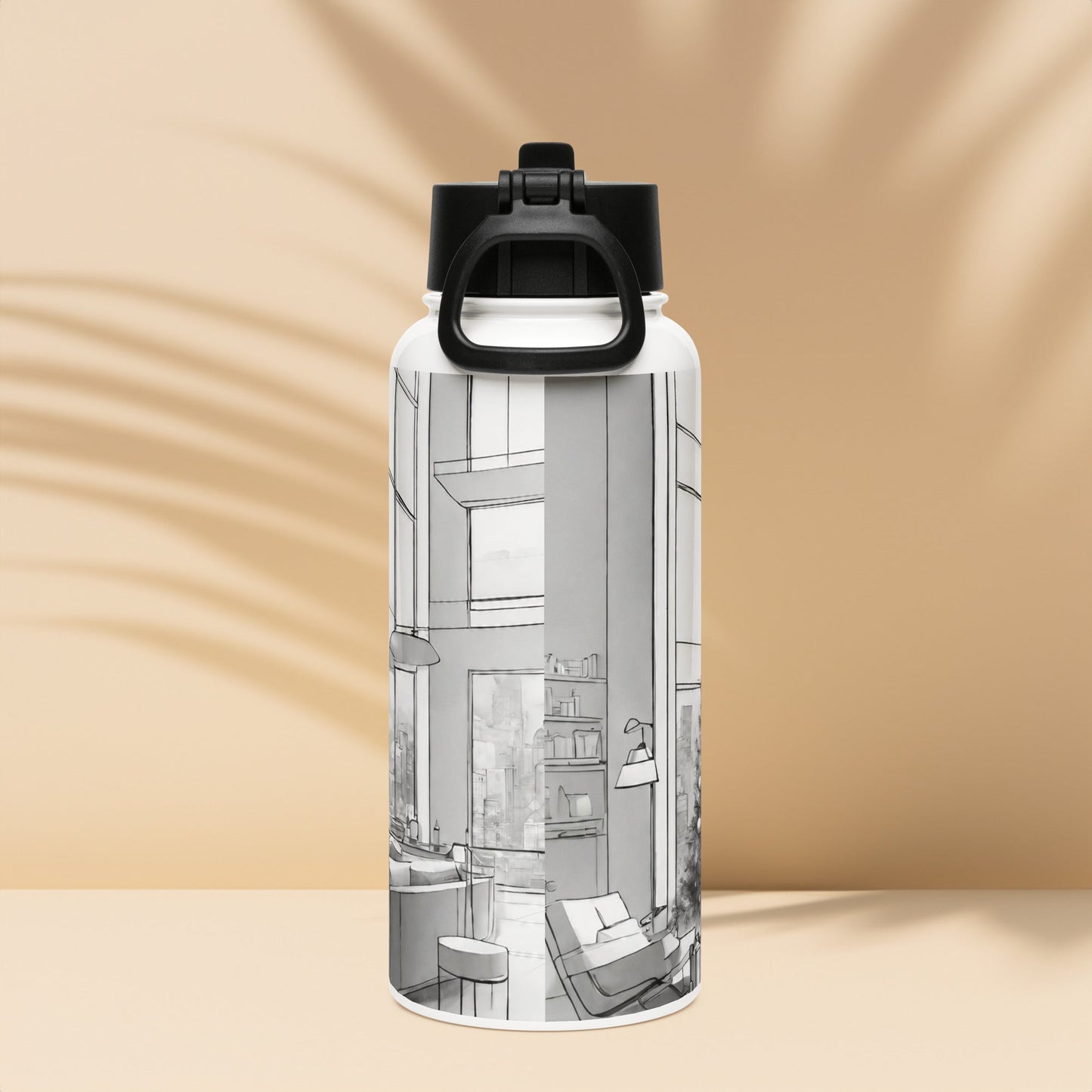 Stainless steel water bottle with a straw lid