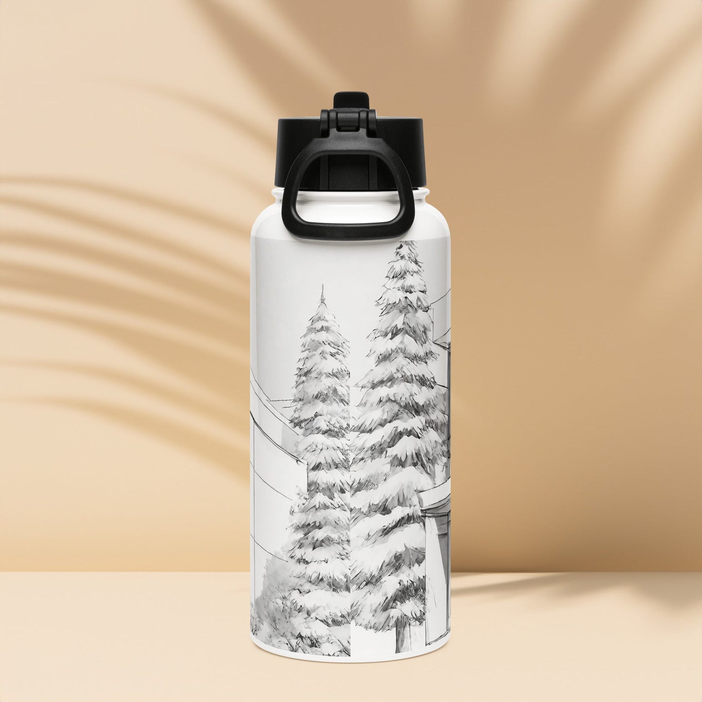 Stainless steel water bottle with a straw lid