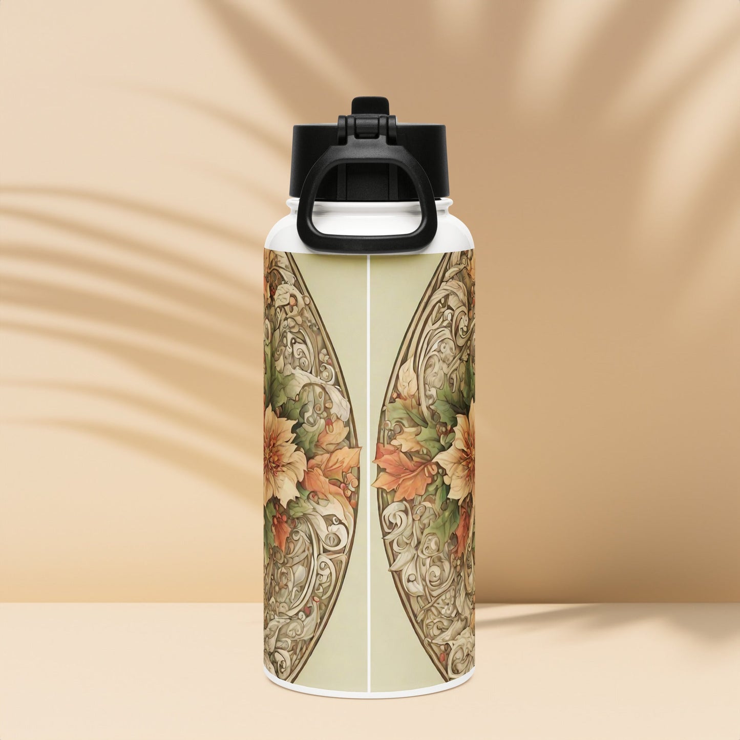 Stainless steel water bottle with a straw lid