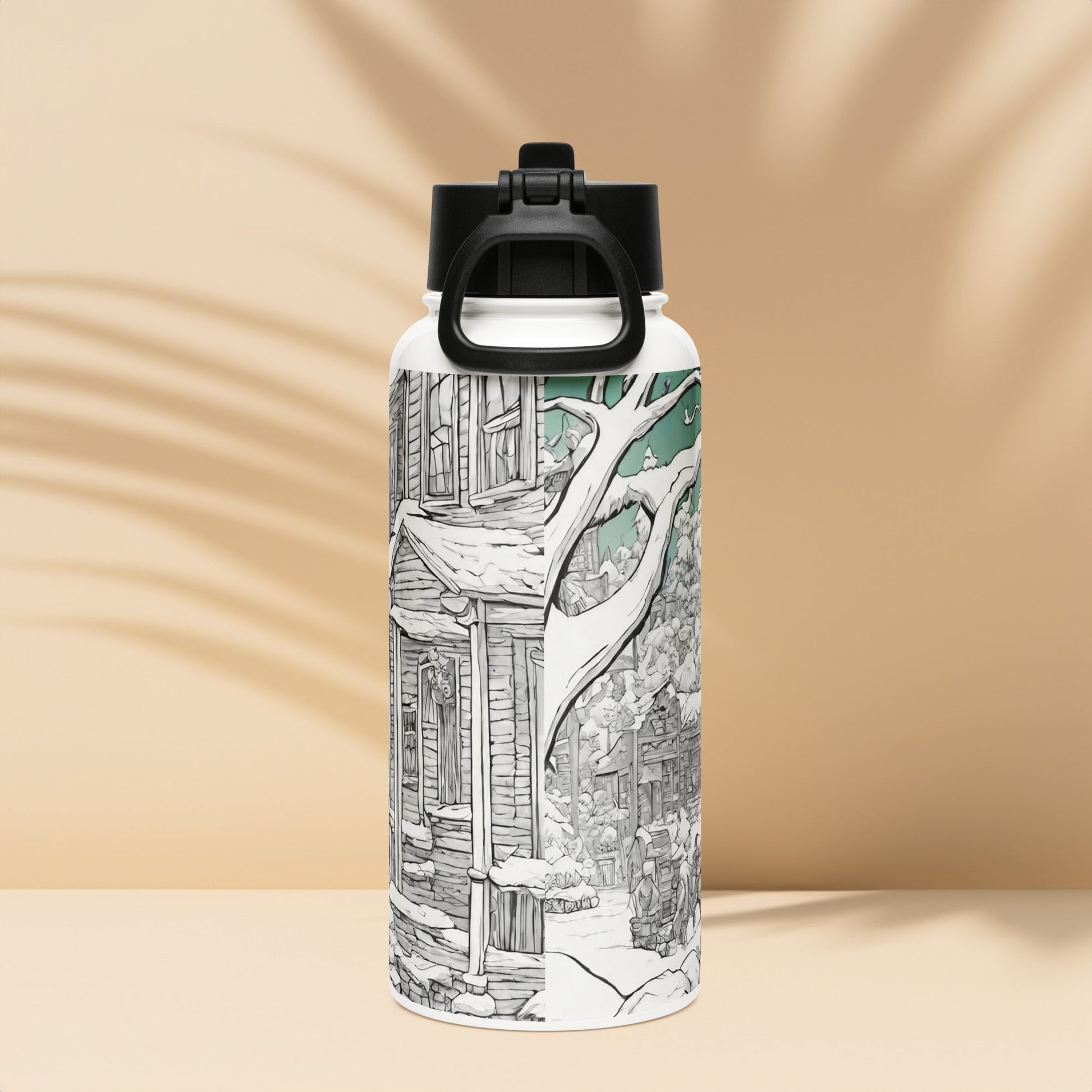 Stainless steel water bottle with a straw lid