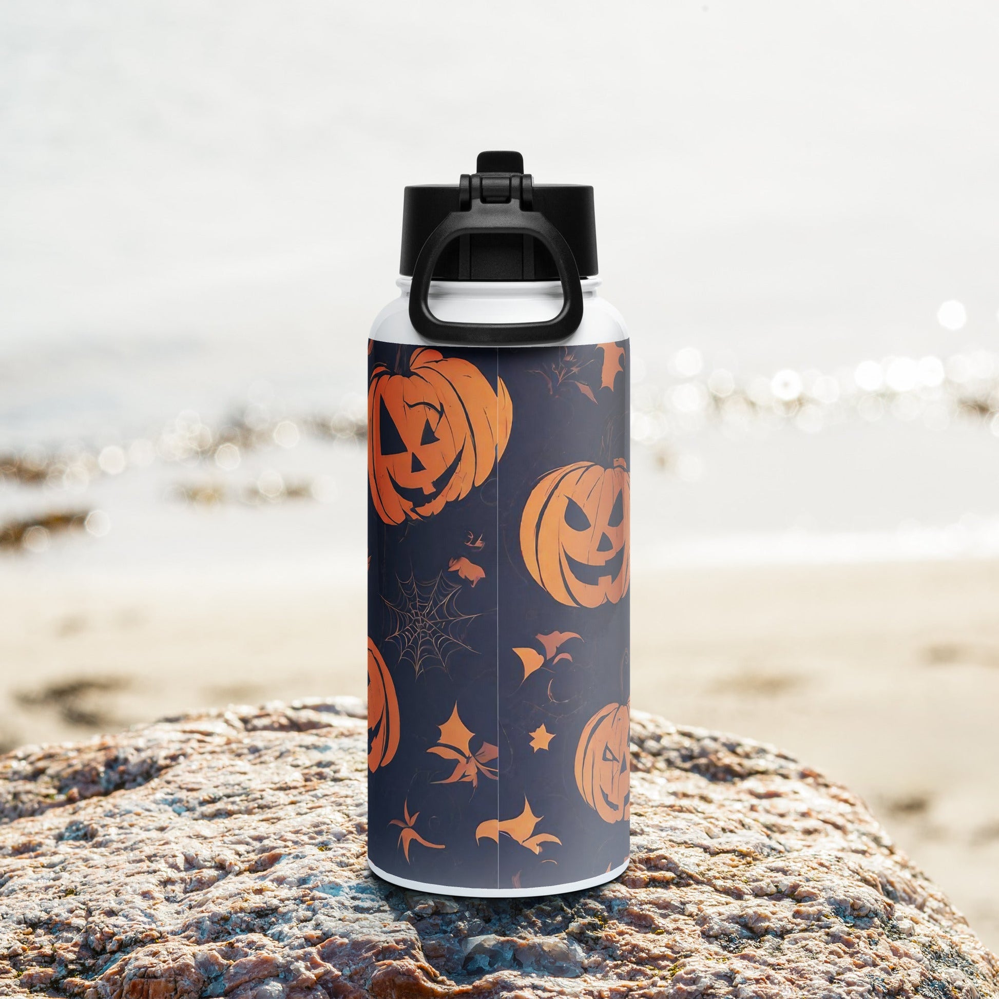 Stainless steel water bottle with a straw lid