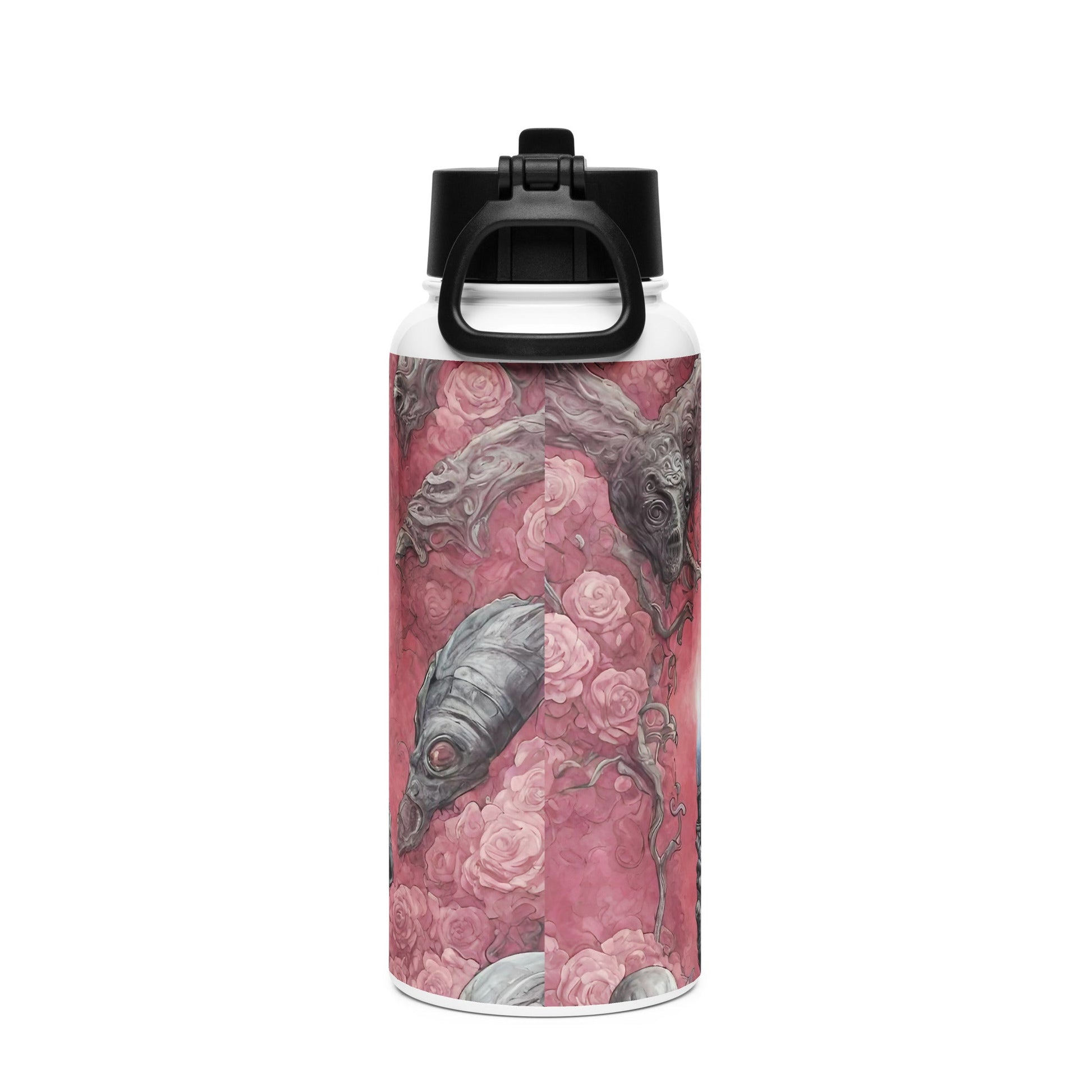 Stainless steel water bottle with a straw lid